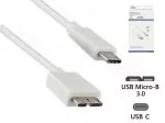 Cable USB 3.1 Type C male to USB 3.0 micro B male, white, 1,00m